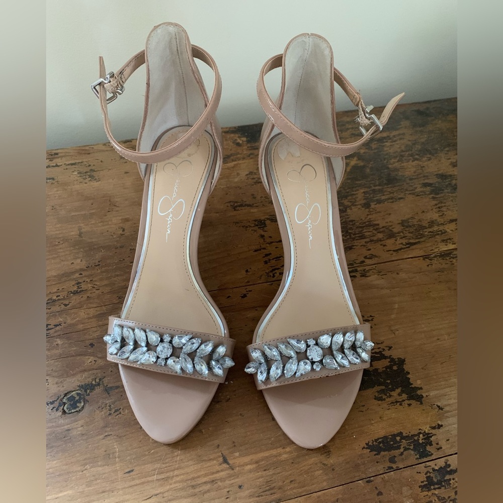 Jessica Simpson rhinestone/nude heels